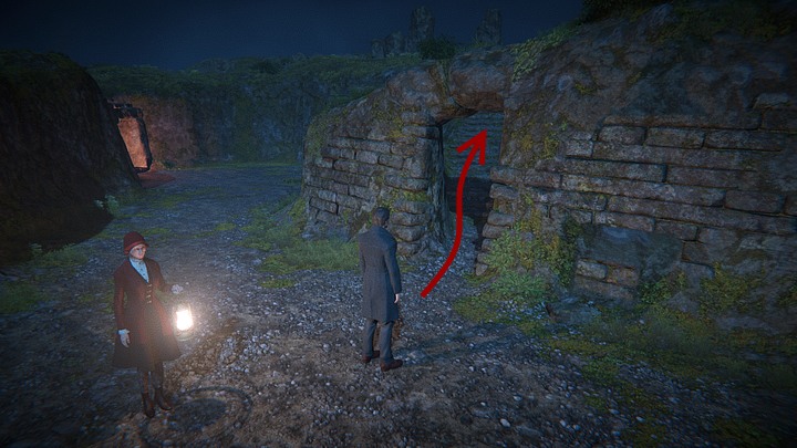 Turn left immediately after going between the rocks (which will be the right after the perspective changes) and enter the narrow passage with stairs going up behind it, which will lead David to a stone ring - Explore the village | Chapter 4 | Walkthrough - Chapter 4 - Black Mirror Guide