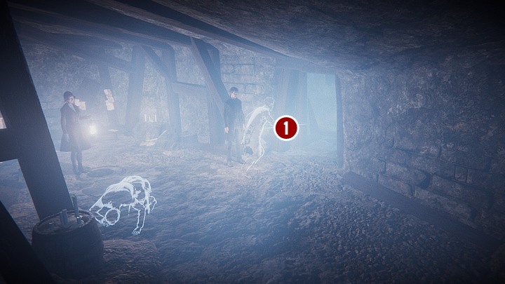 Now a vision will crop up - during the vision, your task is to see which page of the chronicle is held by one of the specters - Explore the village | Chapter 4 | Walkthrough - Chapter 4 - Black Mirror Guide