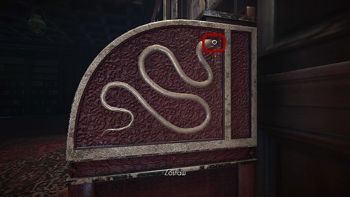 Take a look at the right side of the desk - youll encounter a carved likeness of a snake - Riddle: the desk in library | Black Mirror Walkthrough - Chapter I - Black Mirror Guide