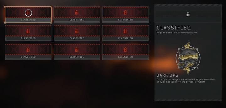 The Dark Ops challenges are Classified. - Challenges (Dark Ops) in Black Ops 4 Blackout Mode - Blackout Mode - Call of Duty Black Ops 4 Guide and Tips