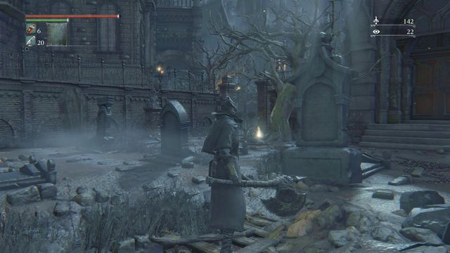 The exit from the cave in Forbidden Woods. - Central Yharnam | Walkthrough - Walkthrough - Bloodborne Game Guide & Walkthrough