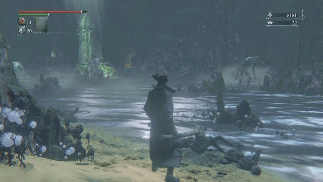 The water in the cave poisons the hero. - Forbidden Woods | Walkthrough - Walkthrough - Bloodborne Game Guide & Walkthrough