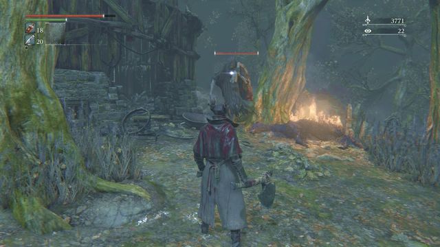 Watch out for the opponents strong attacks. Getting killed will result in being teleported to another location. - Forbidden Woods | Walkthrough - Walkthrough - Bloodborne Game Guide & Walkthrough