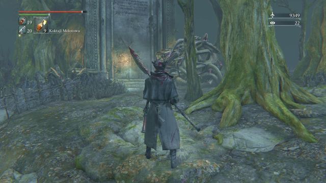A bit further, where you can turn right, make that turn, towards the enemy that you can see in the screen above - Forbidden Woods | Walkthrough - Walkthrough - Bloodborne Game Guide & Walkthrough