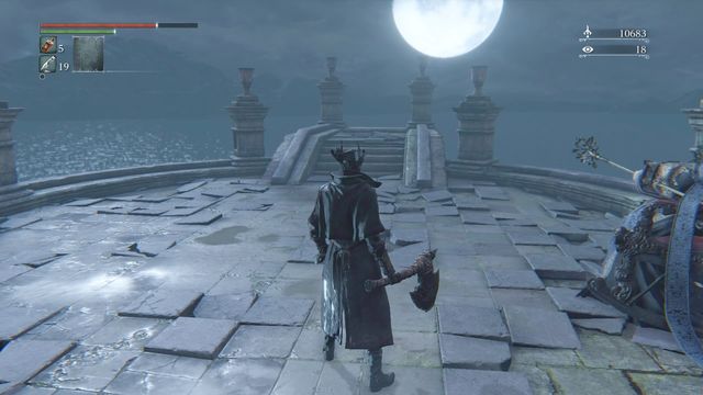 If you are ready to fight the boss, jump into the water. - Byrgenwerth | Walkthrough - Walkthrough - Bloodborne Game Guide & Walkthrough