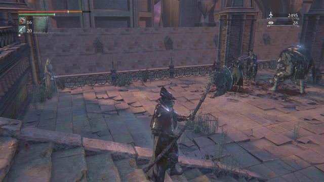 Enemies are in a strong group, but if you move fast you can bypass them. - Yahargul, Unseen Village - Yahargul Chapel | Walkthrough - Walkthrough - Bloodborne Game Guide & Walkthrough
