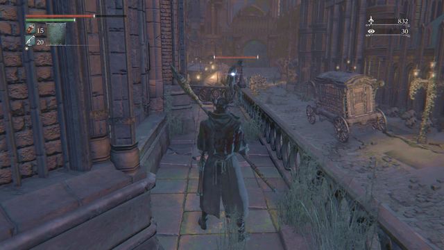 Immediately behind the spot where a shooter stands on a balcony, on the left you will find elevator. - Yahargul, Unseen Village - Yahargul Chapel | Walkthrough - Walkthrough - Bloodborne Game Guide & Walkthrough
