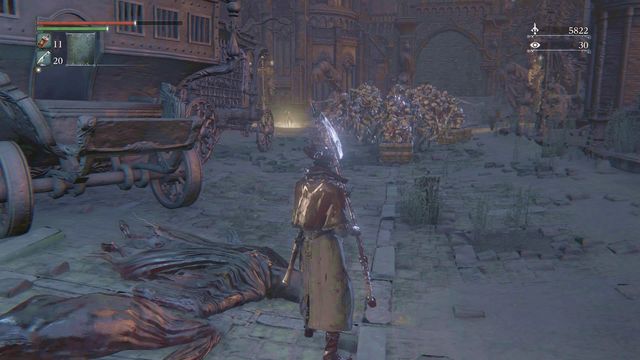 Attack enemies from the back. - Yahargul, Unseen Village - Yahargul Chapel | Walkthrough - Walkthrough - Bloodborne Game Guide & Walkthrough