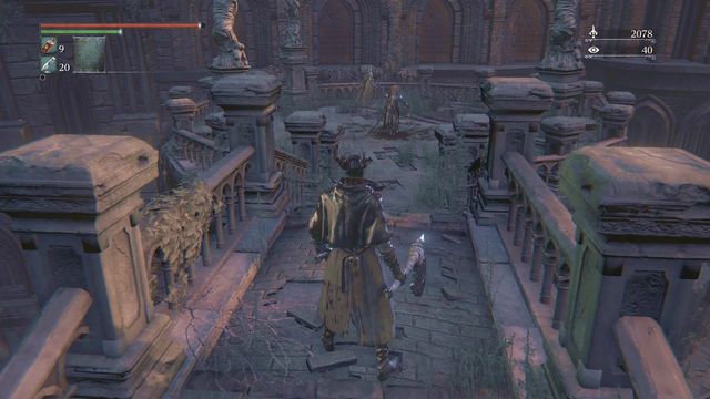 Avoid the enemy, walk down the ladder and turn to the left. - Yahargul, Unseen Village - Yahargul Chapel | Walkthrough - Walkthrough - Bloodborne Game Guide & Walkthrough
