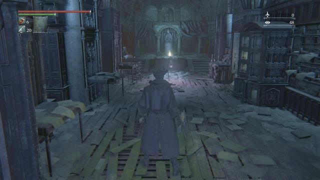 You find the umbilical cord in the center of the chapel. - Umbilical Cord fragments in Bloodborne - Advanced gameplay - Bloodborne Game Guide & Walkthrough