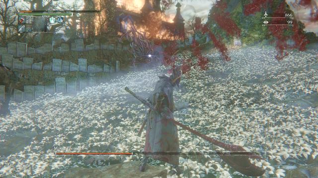 If you get hit with blood, you cannot use Blood Vials. - Moon Presence | Boss Fights - Boss Fights - Bloodborne Game Guide & Walkthrough