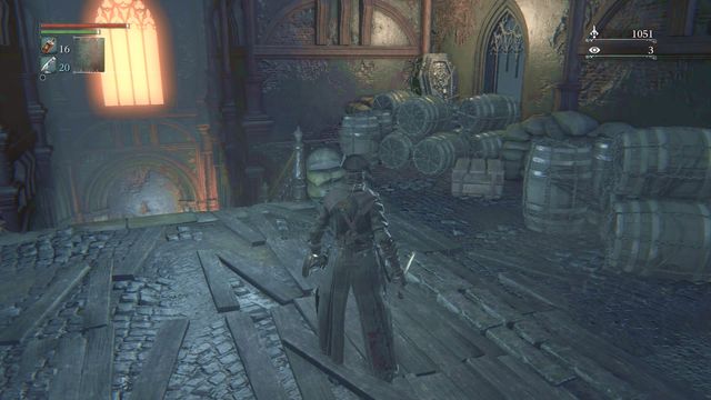 In the Aqueduct in Central Yharnam, around several dog cages, you can enter sewers from the side presented in the screenshot - Eileen | Side quests - Side quests - Bloodborne Game Guide & Walkthrough