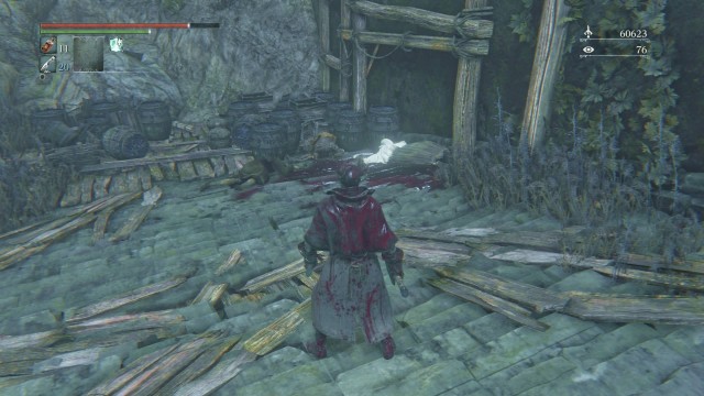 You meet the man on the roof, among corpses. - Find a safe place | Side quests - Side quests - Bloodborne Game Guide & Walkthrough