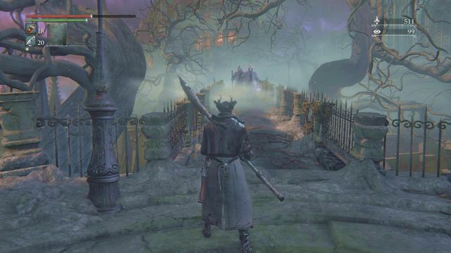 You will face first real enemies on the bridge. - Upper Cathedral Ward | Walkthrough - Walkthrough - Bloodborne Game Guide & Walkthrough