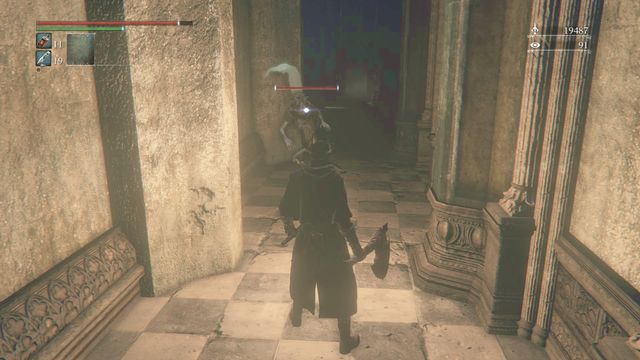Lure the witch from the corridor to the large room, where it will be easier to avoid being catch and shot. - Upper Cathedral Ward | Walkthrough - Walkthrough - Bloodborne Game Guide & Walkthrough