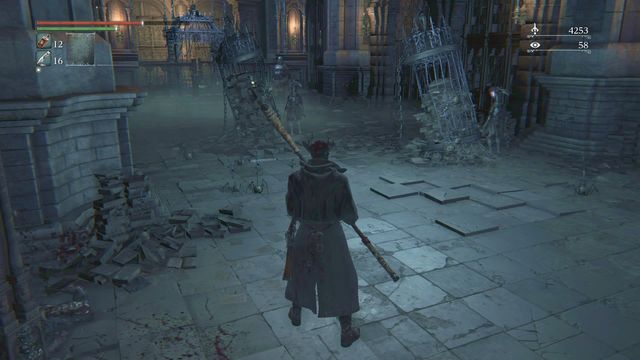 Small crossbowmen can be attacked from the back, on the right side. - Nightmare of Mensis | Walkthrough - Walkthrough - Bloodborne Game Guide & Walkthrough