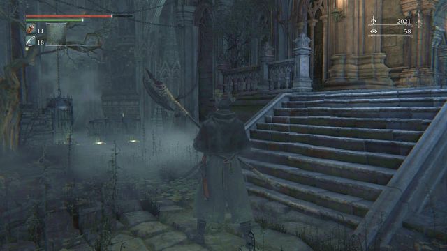 At the end you will find two elevator, the big door on the right lead to the boss. - Nightmare of Mensis | Walkthrough - Walkthrough - Bloodborne Game Guide & Walkthrough
