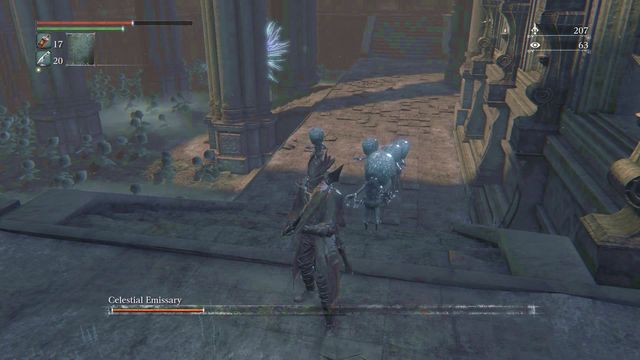 Small enemies can be lured to stairs and then left there by jumping down - they will return around. - Celestial Emissary | Boss Fights - Boss Fights - Bloodborne Game Guide & Walkthrough