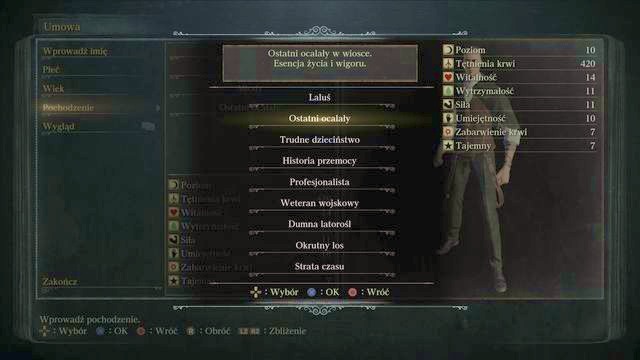 At the beginning of the game your attributes will be modified by the origin which you will choose. - Character creation in Bloodborne - Basics - Bloodborne Game Guide & Walkthrough