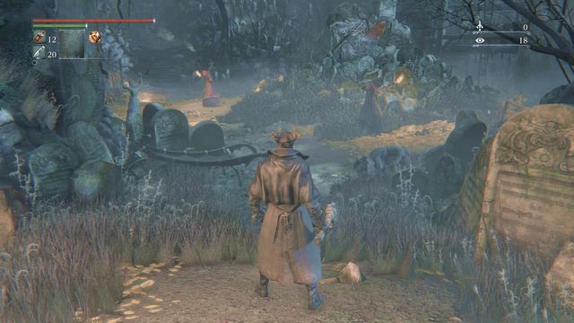 The entrance to this location and the first enemies. - Hemwick Charnel Lane | Walkthrough - Walkthrough - Bloodborne Game Guide & Walkthrough