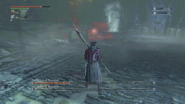 The red aura will help you locate the boss. - Witch of Hemwick | Boss Fights - Boss Fights - Bloodborne Game Guide & Walkthrough