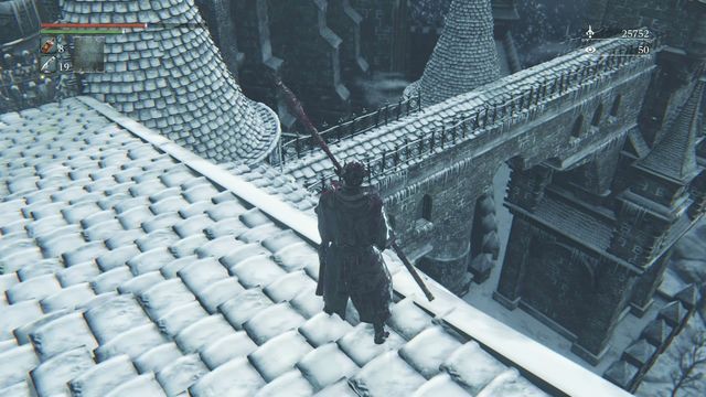 Then go out through another stairs to the frozen roof - Forsaken Castle Cainhurst | Walkthrough - Walkthrough - Bloodborne Game Guide & Walkthrough