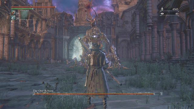 Preparations for attack are signalized with raising both hands. - One Reborn | Boss Fights - Boss Fights - Bloodborne Game Guide & Walkthrough