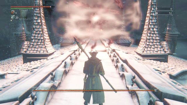 Watch out for magical attacks when you get close to the boss. - Martyr Logarius | Boss Fights - Boss Fights - Bloodborne Game Guide & Walkthrough