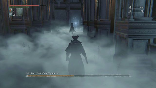 Micolash likes to run through mirrors. - Micolash, Host of the Nightmare | Boss Fights - Boss Fights - Bloodborne Game Guide & Walkthrough