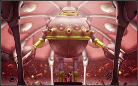 A giant droid can be dealt with using physical attacks and water magic - Nene's Headquarters - Disc 2 - Blue Dragon - Game Guide and Walkthrough