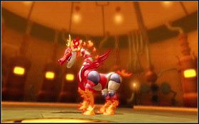 It's quite obvious that you have to use Water against such an opponent, isn't it - Baroy Town - Disc 2 - Blue Dragon - Game Guide and Walkthrough