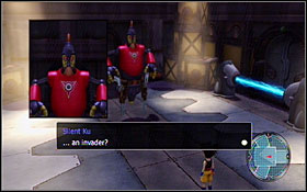 It's best to attack this droid using elemental magic: fire and water - Flying Fortress - Disc 1 - Blue Dragon - Game Guide and Walkthrough