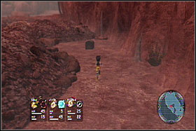 After fighting the boss, search a narrow alley to the east to find a handy item. - Lot Wilderness - Disc 1 - Blue Dragon - Game Guide and Walkthrough