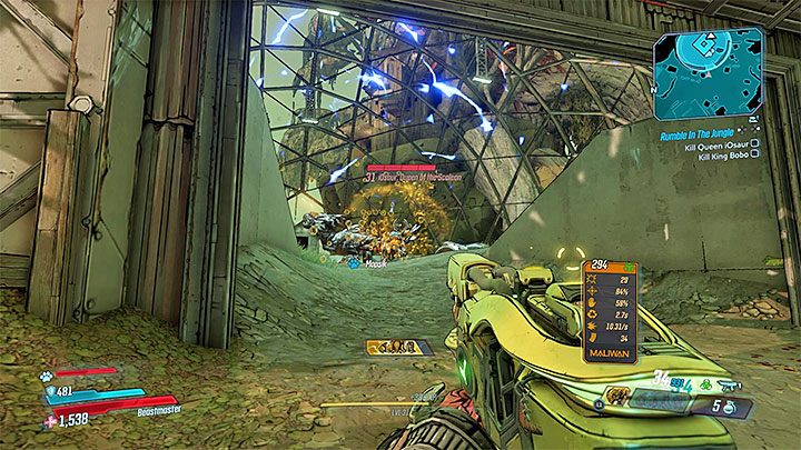 The most important information about this fight is that you dont have to stay inside The Terradome - Queen iOsaur & King Bobo | Opponent in Borderlands 3 - Tougher opponents - Borderlands 3 Guide