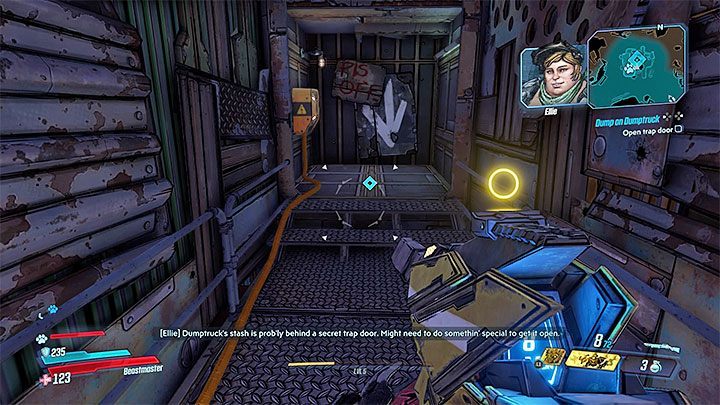 The riddle is solved immediately after dealing with The Holy Dumptruck mini-boss - How to open a trapdoor in the Dump on Dumptruck quest in Borderlands 3? - FAQ - Borderlands 3 Guide