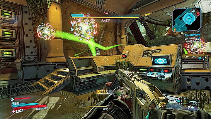 To defeat GenIVIV, you need to deplete its two energy bars - first is blue, then yellow - The Family Jewel | Borderlands 3 Walkthrough - Main Quests - Borderlands 3 Guide