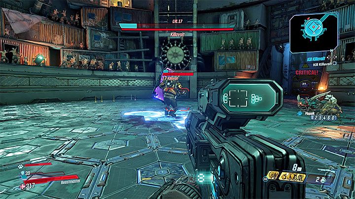Unfortunately, Killavolt also uses a large shield during the battle, which makes it difficult to attack him effectively - Promethea | Borderlands 3 Side Quest - Side Missions - Borderlands 3 Guide