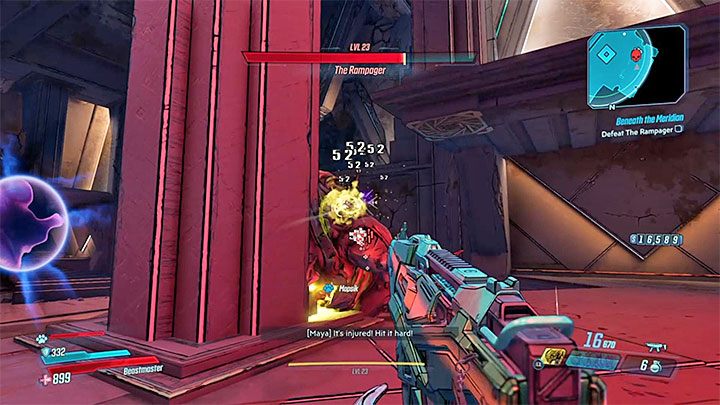 After you deal enough damage to Rampager, you will receive a message from Maya saying that the boss is temporarily vulnerable - The Rampager | Opponent in Borderlands 3 - Tougher opponents - Borderlands 3 Guide