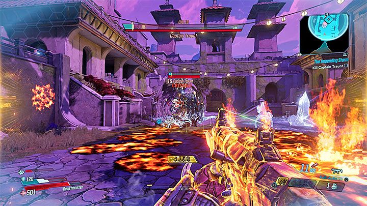 The boss attacks are based on two elements - fire and ice - Captain Traunt | Opponent in Borderlands 3 - Tougher opponents - Borderlands 3 Guide