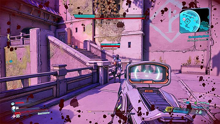 On the outskirts of the arena, there are walkers and long corridors that you can use to avoid boss attacks - Captain Traunt | Opponent in Borderlands 3 - Tougher opponents - Borderlands 3 Guide