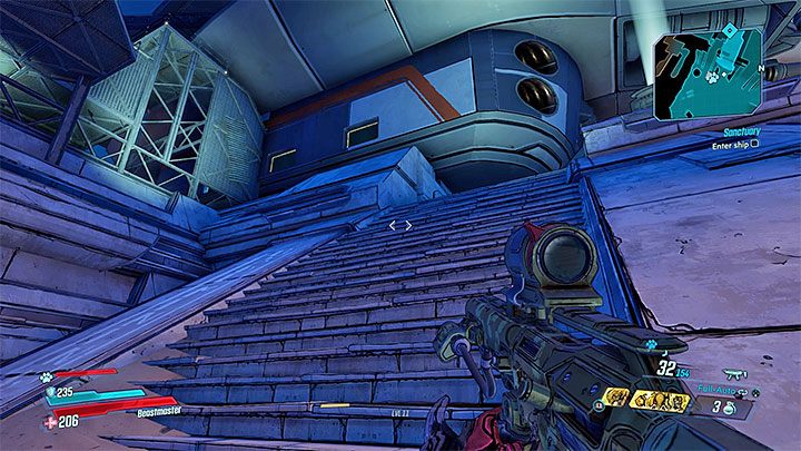 There are stairs near the place where you have started the quest - Sanctuary | Borderlands 3 Walkthrough - Main Quests - Borderlands 3 Guide