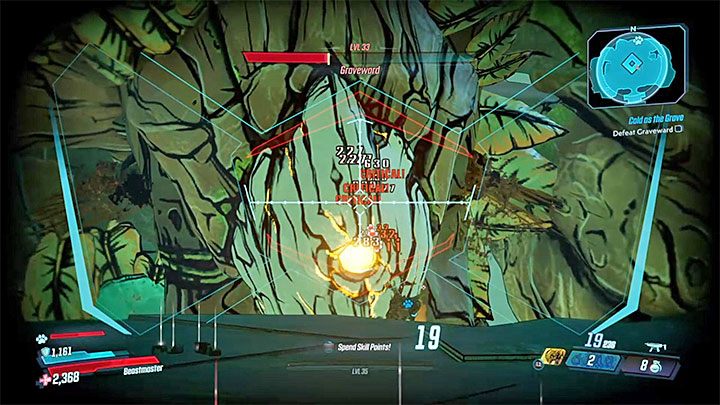 The boss can be attacked from the very start of the battle, but Graveward also has yellow weak points on the body - The Graveward | Opponent in Borderlands 3 - Tougher opponents - Borderlands 3 Guide