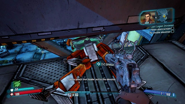 Approach the lift and destroy the robot that is standing in the way, with a melee attack (V by default) - Lost Legion Invasion - Main missions - Borderlands: The Pre-Sequel! - Game Guide and Walkthrough