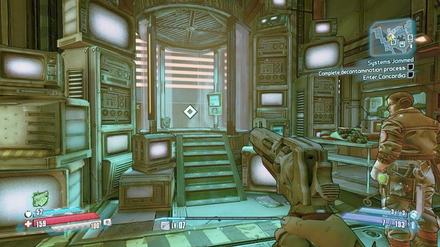Meet up with Nina, in the next part of the location and enter the decontamination device - Systems Jammed - Main missions - Borderlands: The Pre-Sequel! - Game Guide and Walkthrough