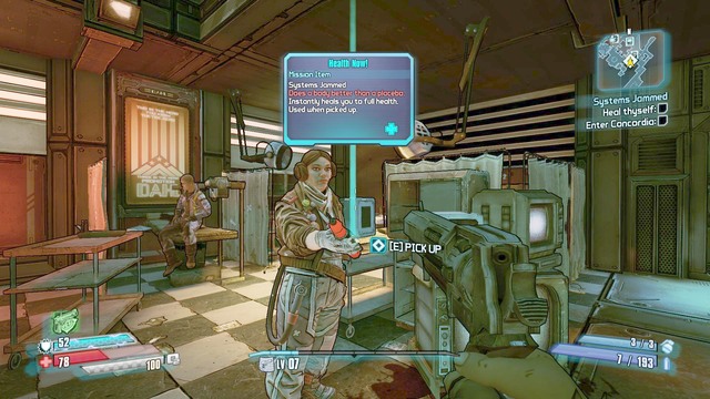 After the procedure is over, take the health now vial, from Nina and keep along your path - Systems Jammed - Main missions - Borderlands: The Pre-Sequel! - Game Guide and Walkthrough