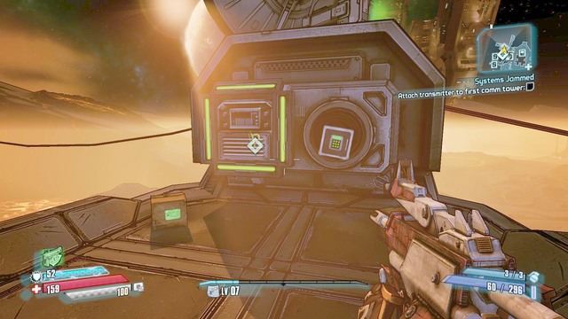 After you have activated the first transmitter, go West, towards the second one - Systems Jammed - Main missions - Borderlands: The Pre-Sequel! - Game Guide and Walkthrough