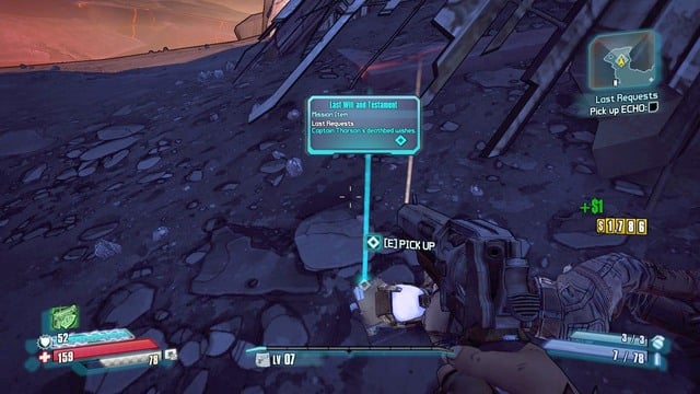 Search the corpse and collect the Echo com from the ground - Last Requests - Side missions - Regolith Range - Borderlands: The Pre-Sequel! - Game Guide and Walkthrough