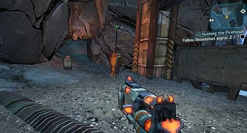 After a few steps you should see an entrance to a cave branch on the left, which will take you to a chest with Class Mods - Hunting the Firehawk | Main missions walkthrough for Borderlands 2 - Main missions - Borderlands 2 Game Guide