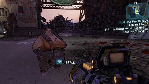 Head to Ellies workshop [7] and speak with her - A Dam Fine Rescue | Main missions walkthrough for Borderlands 2 - Main missions - Borderlands 2 Game Guide