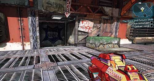 Now return to the entrance to The Slab King hideout [3] and go up the stairs on the left - The Once and Future Slab | Main missions walkthrough for Borderlands 2 - Main missions - Borderlands 2 Game Guide